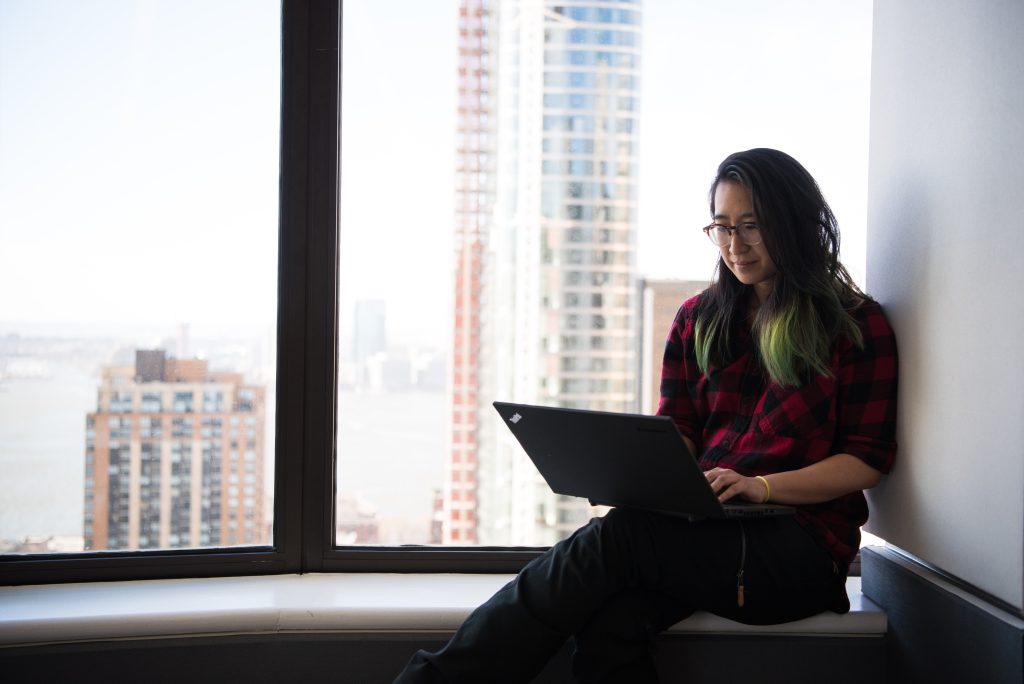 accountant working by the window