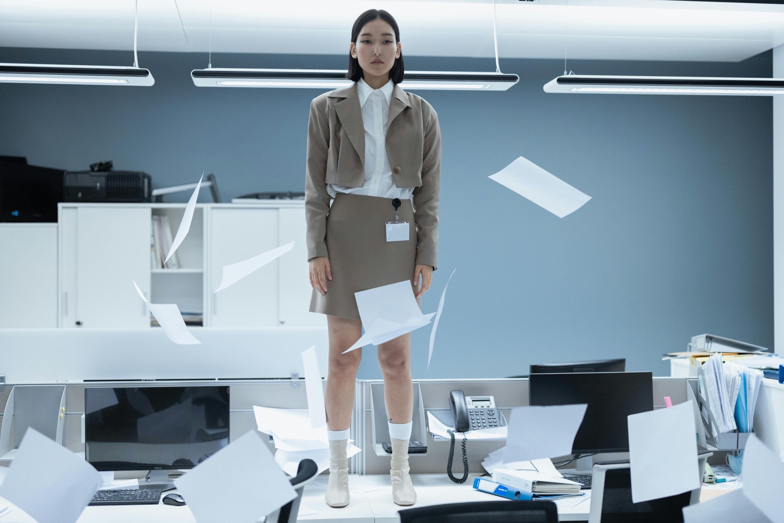 accountant standing on top of the table